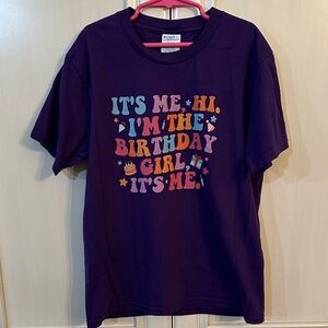 EUC Purple Taylor Swift inspired Birthday Girl Short Sleeve Tee, Medium Youth
